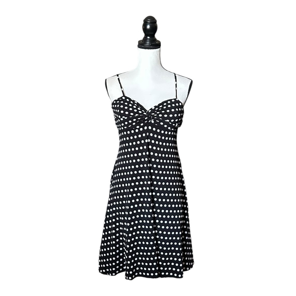 VTG 90s City Triangles Black & White Polka Dot Dress Retro Pin-Up Rockabilly L